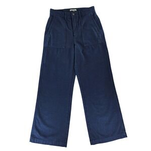 Ecoalf Bohalf Pants Women 30 Navy Blue Wide Leg Organic Cotton Utility High Rise